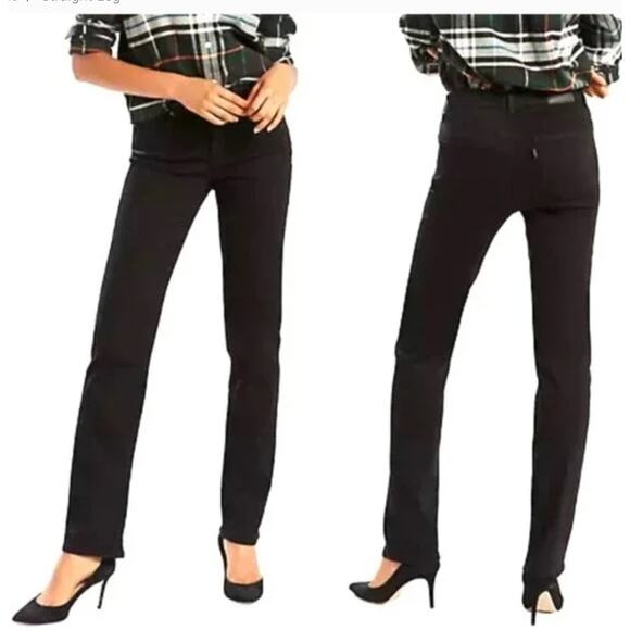 Levis Jeans Womens 14 Black Classic Straight Leg Denim Cotton - Picture 1 of 9